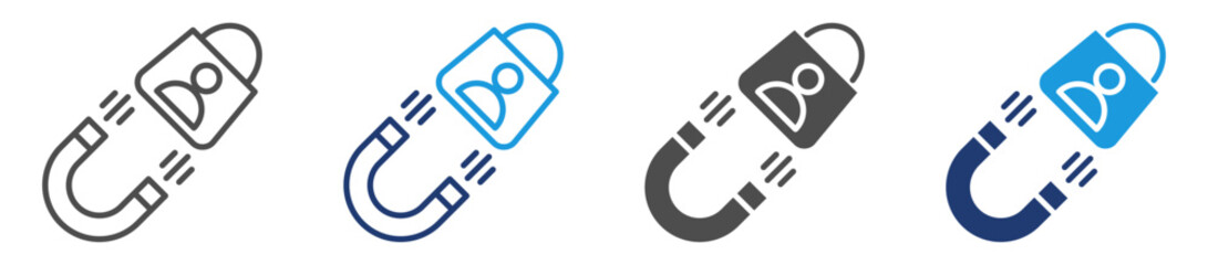 attract customer icon set with multiple style