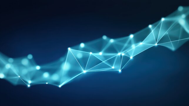 Abstract network of glowing blue lines and nodes illustrating digital connections and data flow representing technology and innovation in modern communication - Powered by Adobe
