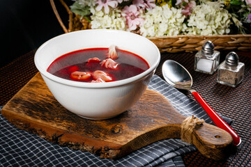 Traditional polish clear red borscht.