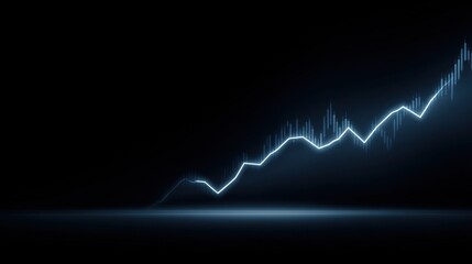 Abstract representation of a financial growth chart with glowing lines and dark background, symbolizing rise in stock market or business success measures