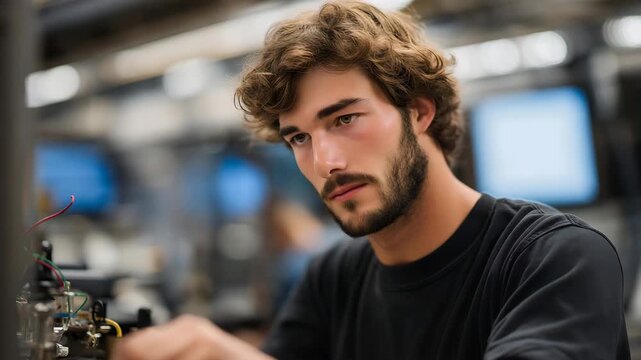 A researcher adjusting superconducting coils on a cryogenic motor prototype, cold vapor drifting across the room as instruments display near-zero resistance &mdash; futuristic motor development,