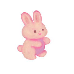 Adorable Pink Bunny Standing Cheerfully Illustration