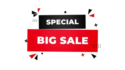 Colorful special sale banner with modern flat design, bold typography, and geometric memphis elements, perfect for sales, discounts, and marketing campaigns.