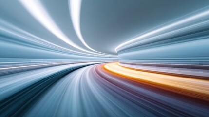 Dynamic Motion Blurs in Abstract Light Trails, Illustrating Speed and Movement Through Curved Space and Vibrant Color Gradients for Creative Designs