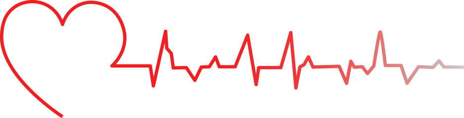 heartbeat line collection with heart symbol, cardiology, medical pulse. Red and black heartbeat and heart rate line concept. love heartbeat  on transparent background
