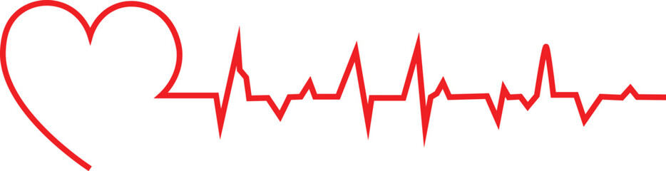 heartbeat line collection with heart symbol, cardiology, medical pulse. Red and black heartbeat and heart rate line concept. love heartbeat  on transparent background
