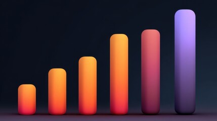 Vibrant Data Visualization of Increasing Bar Graph with Warm Color Gradient Representing Growth Trend and Progress in Business Metrics