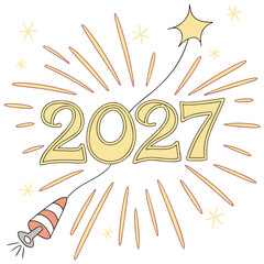 Glowing gold 2027 new year celebration with firework