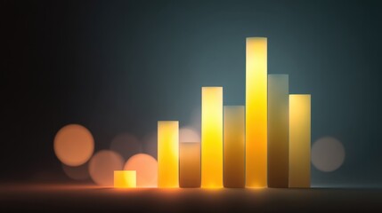 Modern abstract golden graph representation with soft glowing lights, illustrating growth and success in business and finance environments.