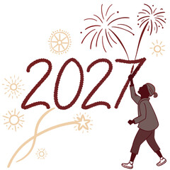 Of child 2027 digits with sparklers fireworks