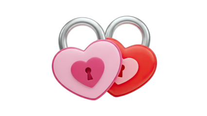 Heart-Shaped Padlocks Interlocked: Symbol of Love and Commitment
