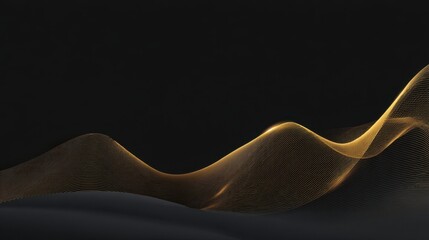 Abstract golden waves on a dark background creating a sense of depth and elegance for digital design, technology, and creative projects