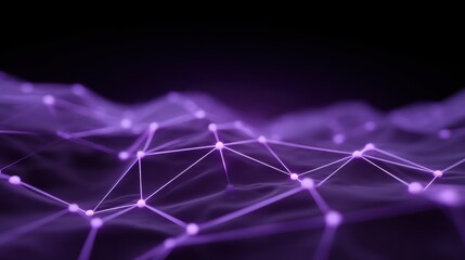 Abstract Purple Network Background with Connected Nodes and Wave Patterns for Technology and Digital Concepts