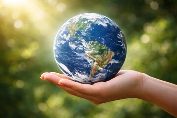 Hand holding earth globe