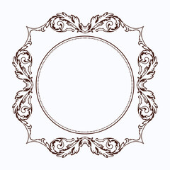vintage frame with floral ornament/ Leaves Ornament Illustration Logo 