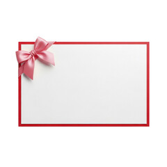Blank gift tag with pink bow isolated on transparent background