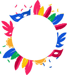 Obraz premium Moldura de Carnaval brasileiro colorida e divertida com Penas e Confete