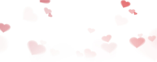 Beautiful background of hearts for mother's day, birthday, valentine's day. Romantic design element about love, blurred hearts on transparent background, vector, png.	
