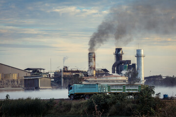 Smoke, pollution of the enviroment from industrial factories in Asian.