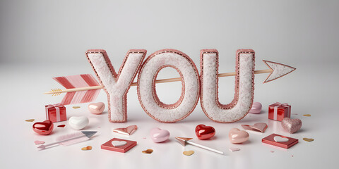 Valentines day decorations with you sign and gifts