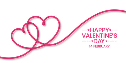 Happy valentines day greeting card with hearts and ribbon