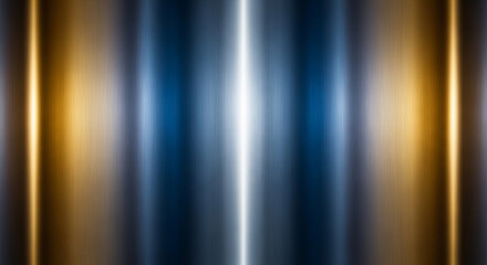 Gleaming Brushed Metal Texture with Vertical Golden and Blue Light Reflections