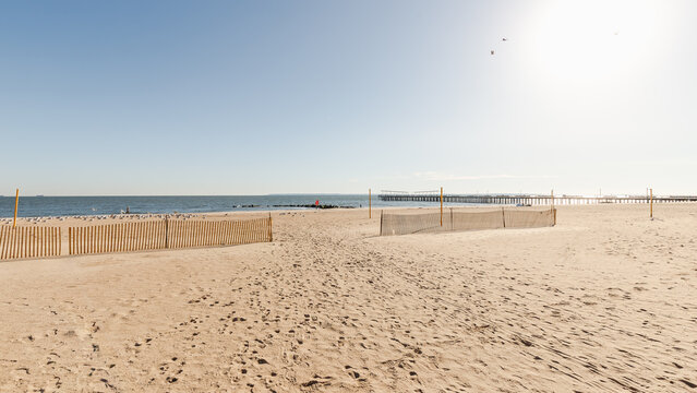 Coney Island Beach on a beautiful winter day, Brooklyn, New York