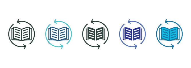 Continuous Learning Loop Icon Set Multiple Style Of