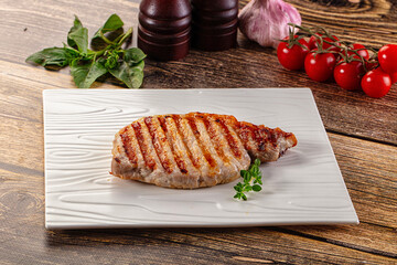 Juicy grilled pork fillet steak