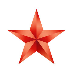 Red star isolated on transparent background