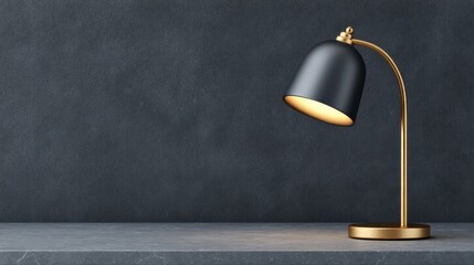 Elegant Black and Gold Table Lamp on Modern Dark Background for Stylish Interior Decor and Contemporary Home Lighting Design Ideas