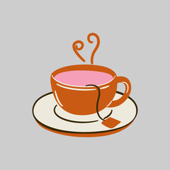 Brown Pink cup of tea Logo for Coffee Shop