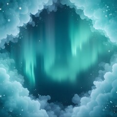 Ethereal, Teal, White, Empty center, Cloud, Flow, Texture, Symmetry, Soft, Sentimental, Design, Artistic, Visual, Decorative, Frame, Abstract, Balanced, Nature, Meditative, Background