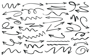 Set of black arrows. Hand-drawn arrows designed for presentations and workflow.