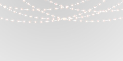 Atmospheric christmas light garland png with warm glow, festive decoration, transparent overlay for...