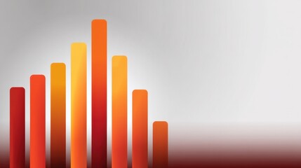 Abstract colorful bars in warm gradient tones representing progress, growth, and success on a soft gray background suitable for business concepts