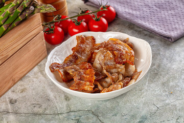 Fried crispy pork bacon snack