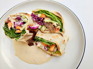 Delicious Colorful Rolled Meat and Salad Meal