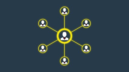 Animation of network of connections with digital icons . digital interface connection and communication concept enhanced for scalable data-driven ecosystems - Powered by Adobe