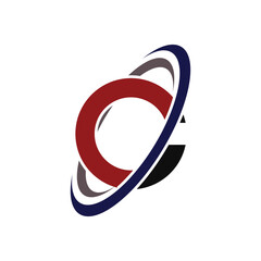 abstract logo design with letter C and oval concept