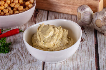 Natural organic homemade chickpea hummus