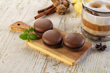 Sweet tasty almond dessert - chocolate macaroon