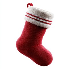 Christmas stocking soft 3D red stocking with white trim, isolated