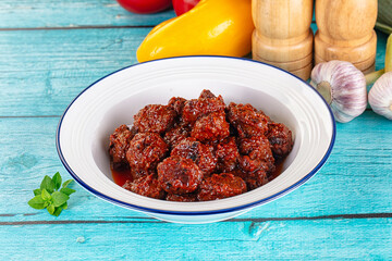 Minced meef meatball with tomato sauce