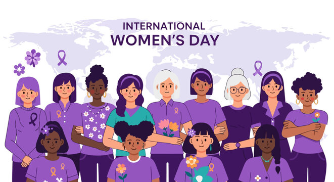 Celebrating Diversity A vibrant illustration of International Women's Day, showcasing unity and empowerment of women around the world