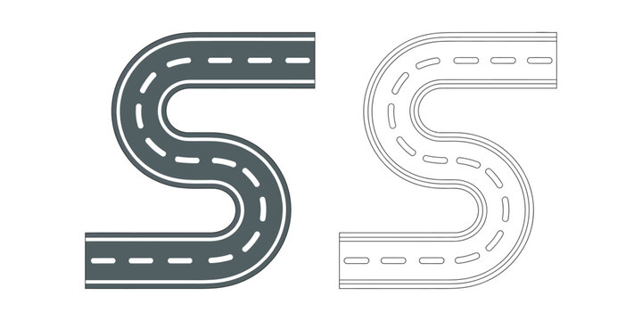 S shaped road coloring page Vector illustration