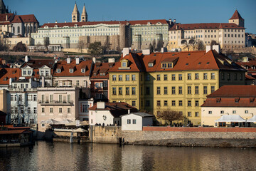 Historic Prague scenery along the Vltava River
