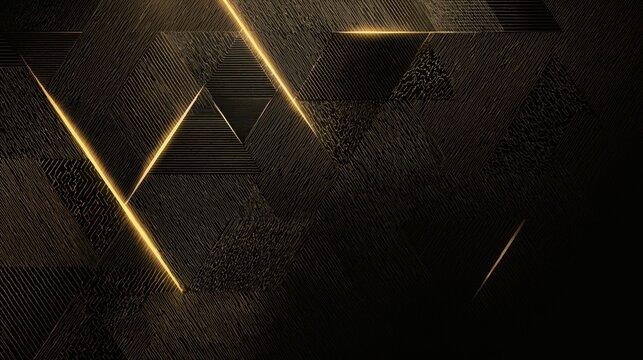 Elegant dark backdrop with golden glowing geometric shapes design. 