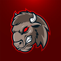 Bison mascot Logo emblem for esport team