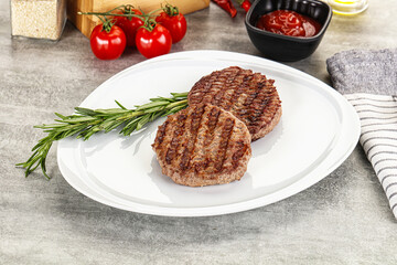 Grilled two beef burger cutlet
